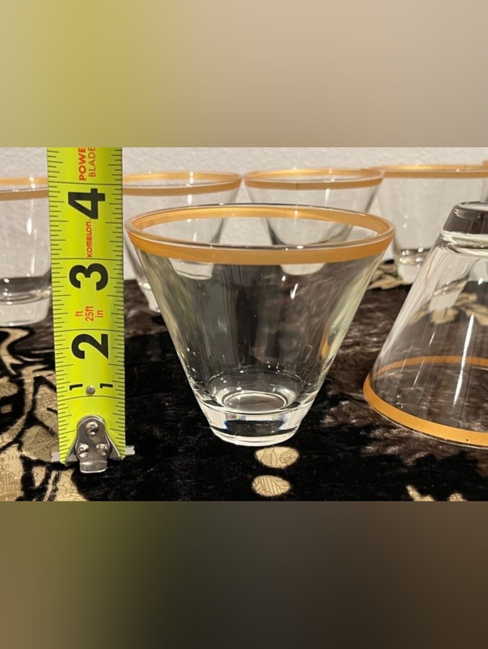 MCM Gold Rim Vodka/Cocktail Glasses Set Of 2 - Picture 9 of 13